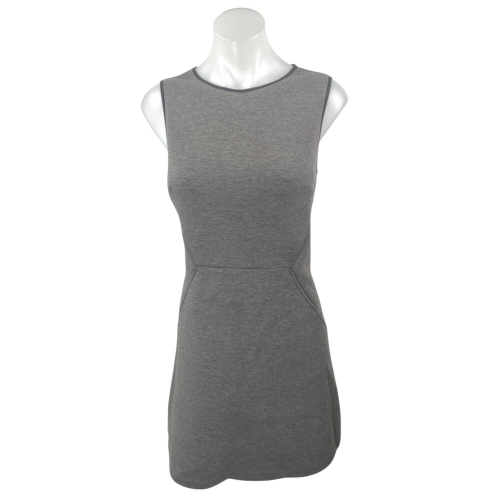 Andrew Marc Gray Sleeveless Scuba Slim Fit Zipper Mini Shift Tank Dress Size 8